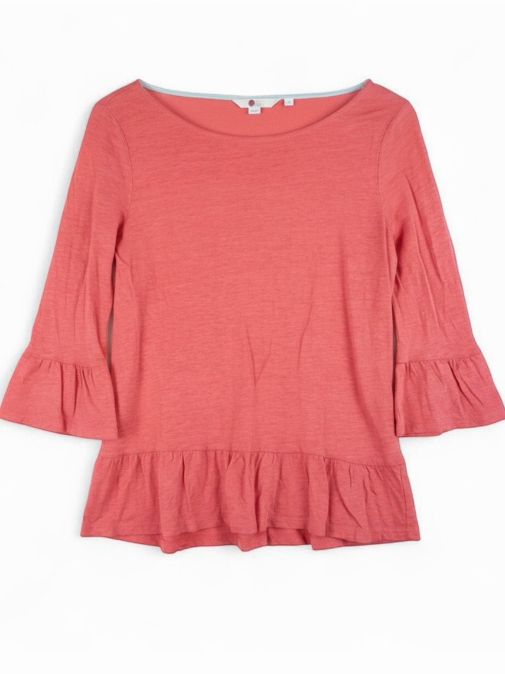 Boden Pink Linen Ruffle Blouse Top Womens Small